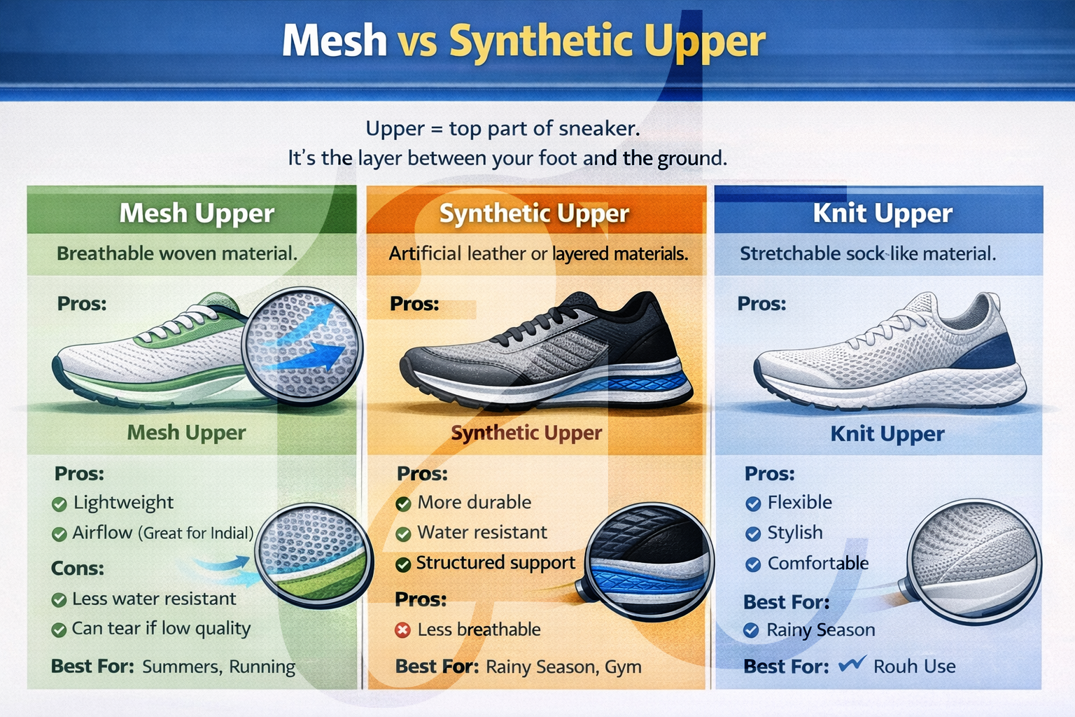 Mesh vs Synthetic Upper